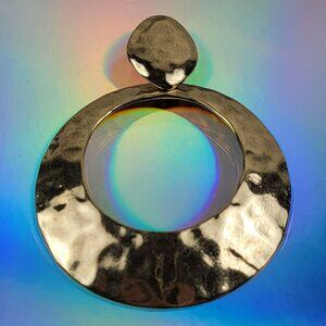 Bohm Gold-Tone Hammered Circle Pendant 3.5 In Contemporary Statement